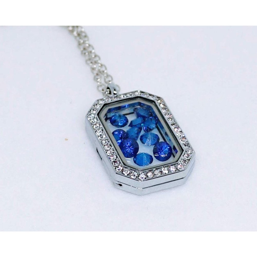 Floating Jewelry Floating Locket Charm Necklace With Rhinestones Polygon For Flo